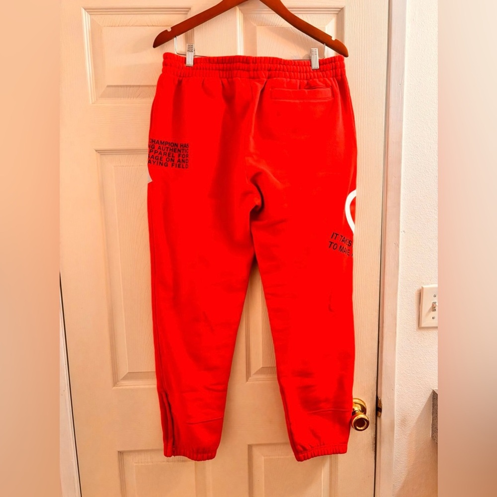 Champion: Red Sweatpants with Logo - Picture 2 of 2